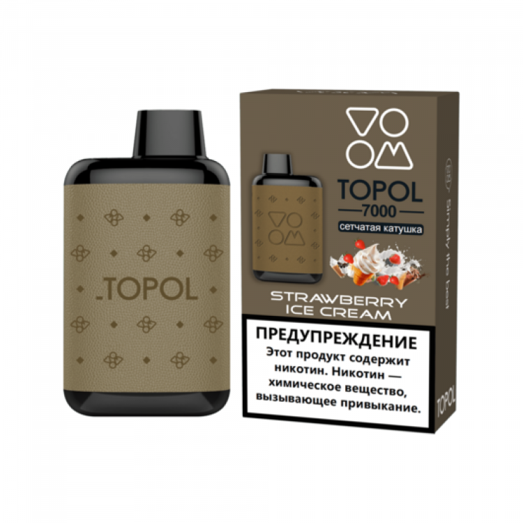 Одноразовая электронная сигарета TOPOL 7000 - Strawberry Ice Cream (Клубничное мороженное)